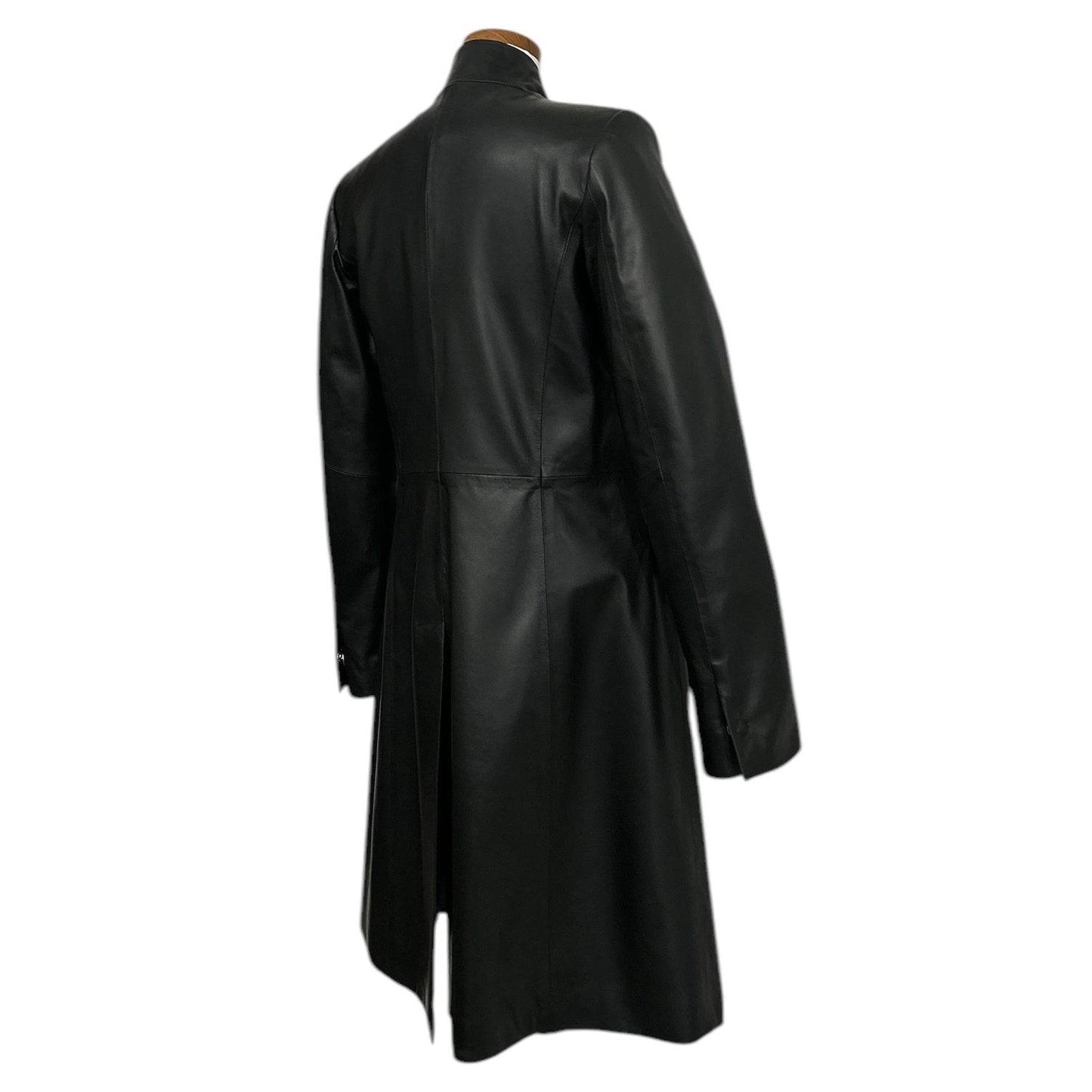 Long Leather Jacket Black - AQUALTA