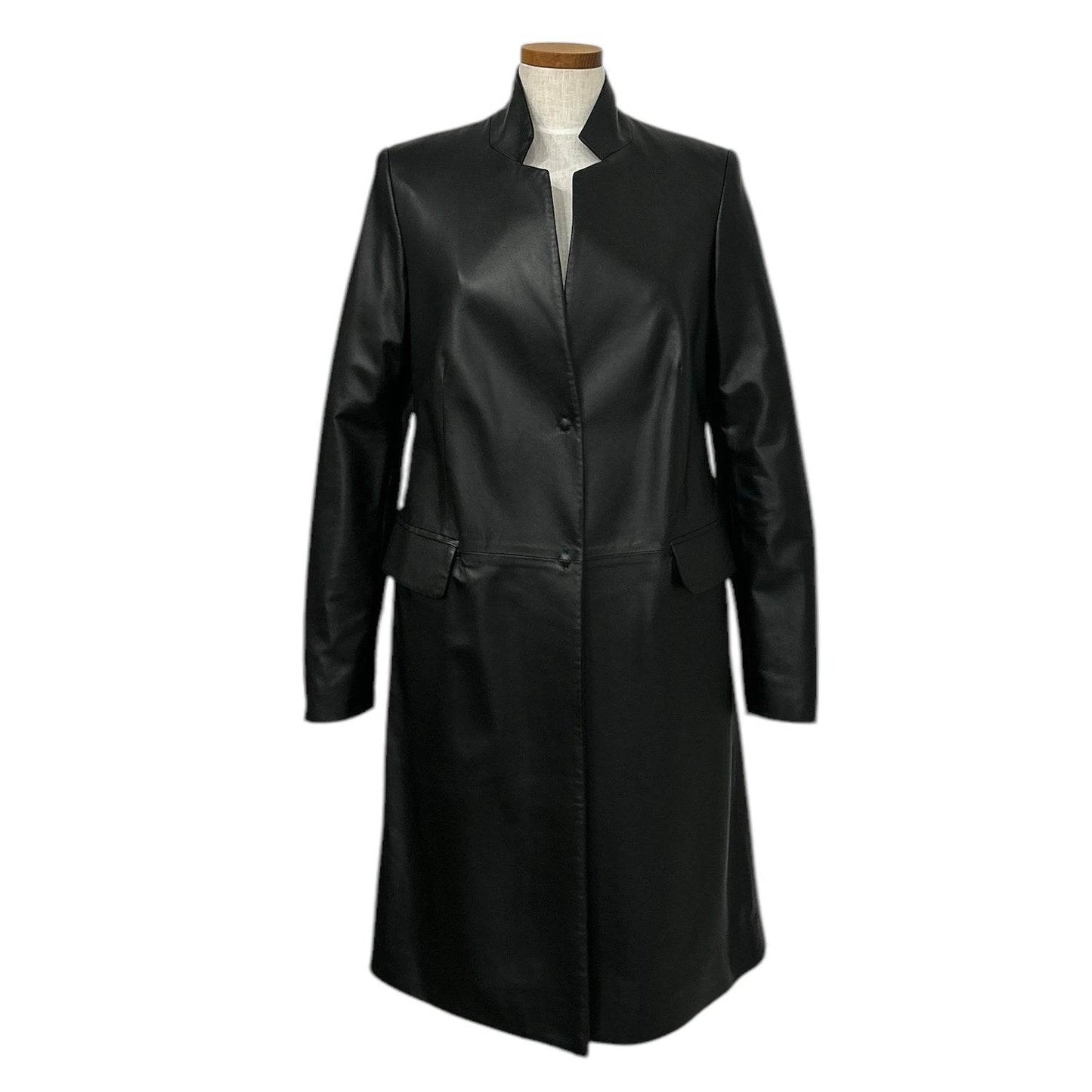 Long Leather Jacket Black - AQUALTA