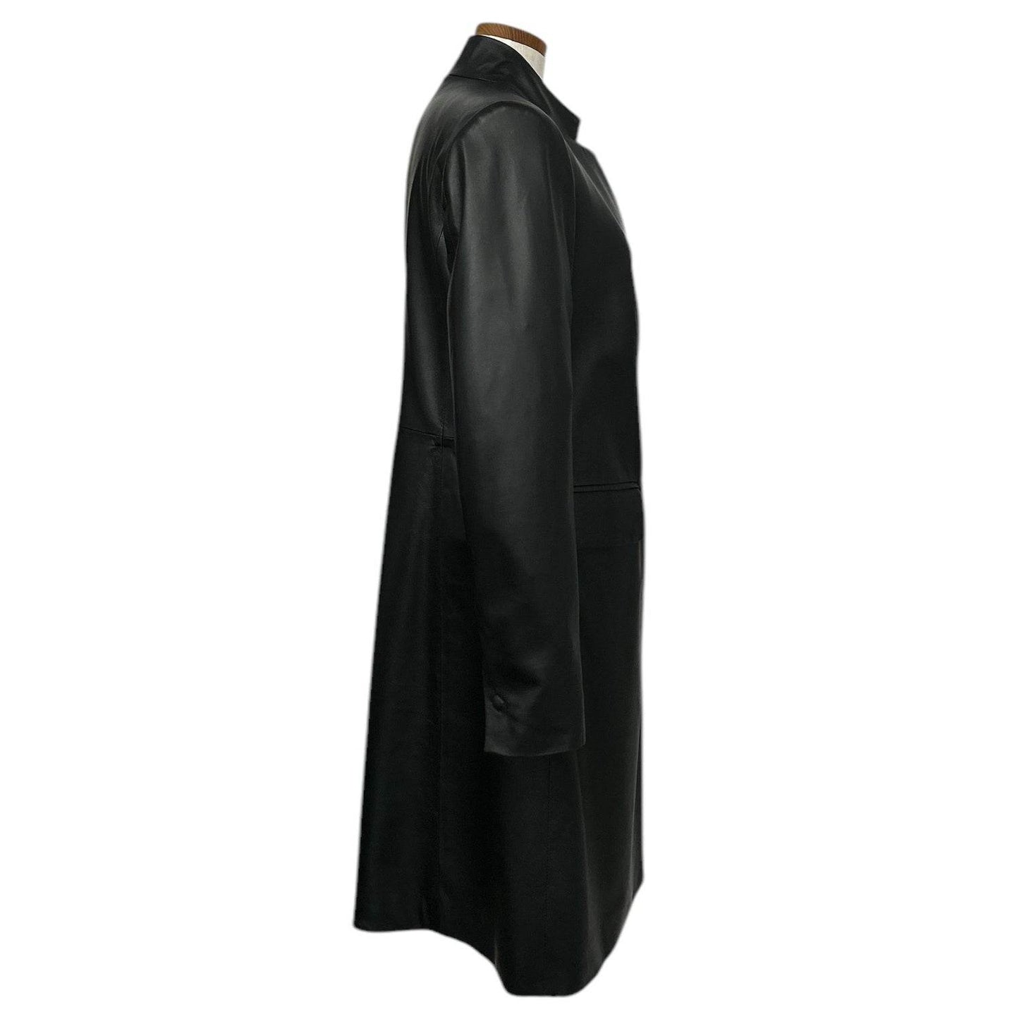 Long Leather Jacket Black - AQUALTA