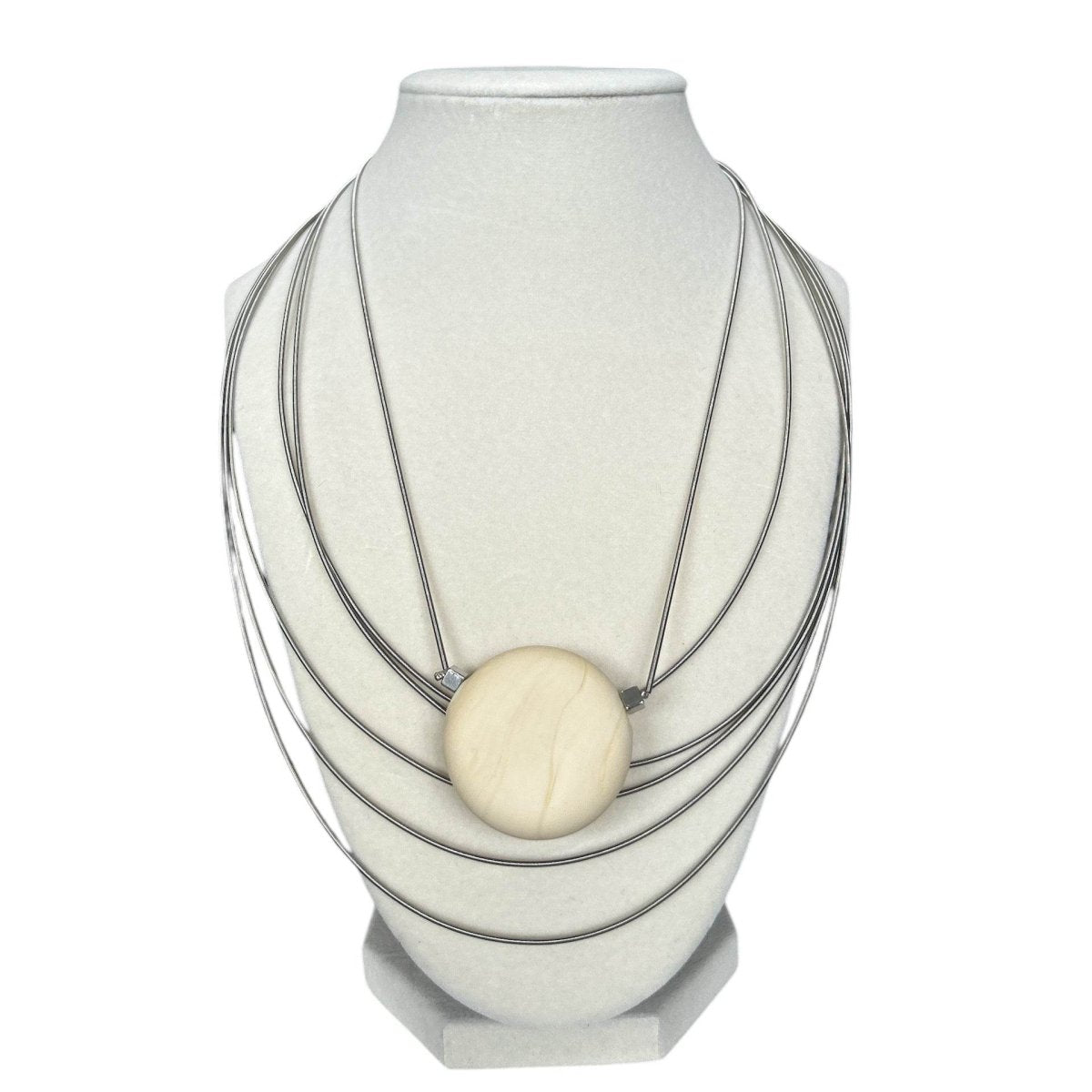 Murano Glass Necklace Mireille Matt Cream - AQUALTA