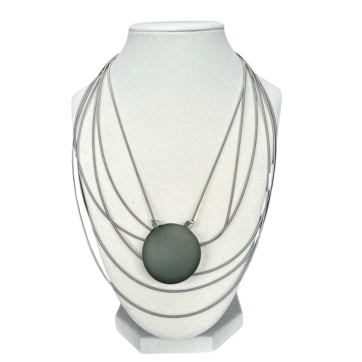 Murano Glass Necklace Mireille Matt Grey - AQUALTA