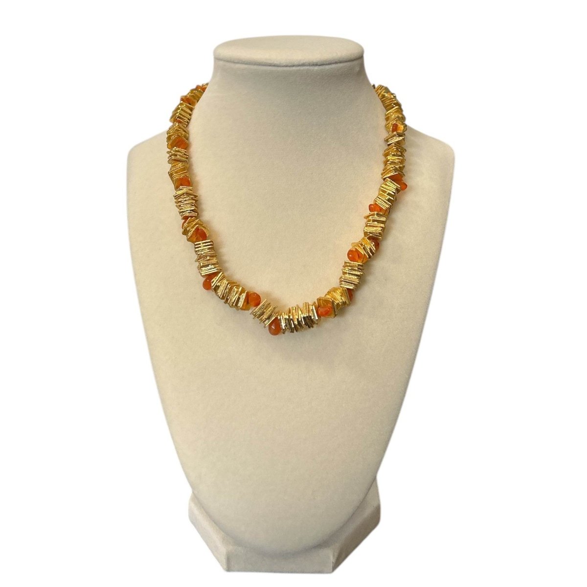 Necklace Cornelian Stones & Gold plated - AQUALTA