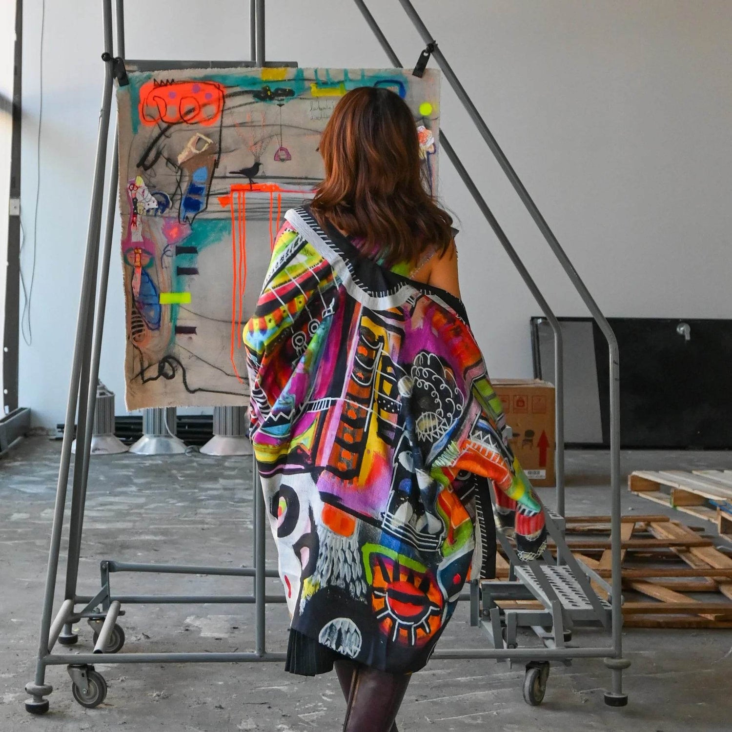 Silk Kimono Havana by Isabelle Gougenheim: Hand-Painted Original Italian Design, One Size Fits All 4