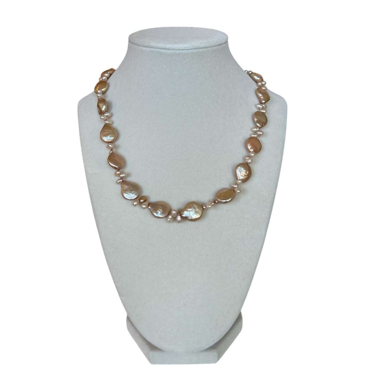 Rose Freshwater Coin & Rice Pearls Necklace - AQUALTA