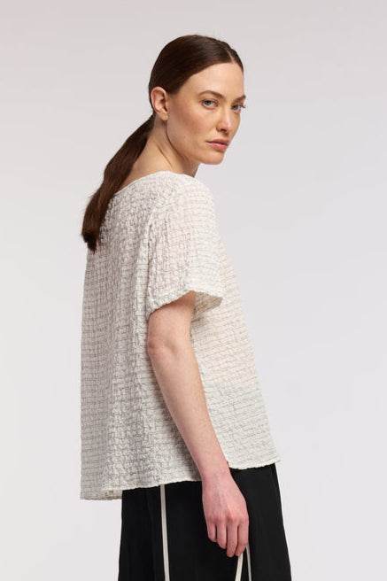 Round Neck Blouse thin Stripes white/black - AQUALTA