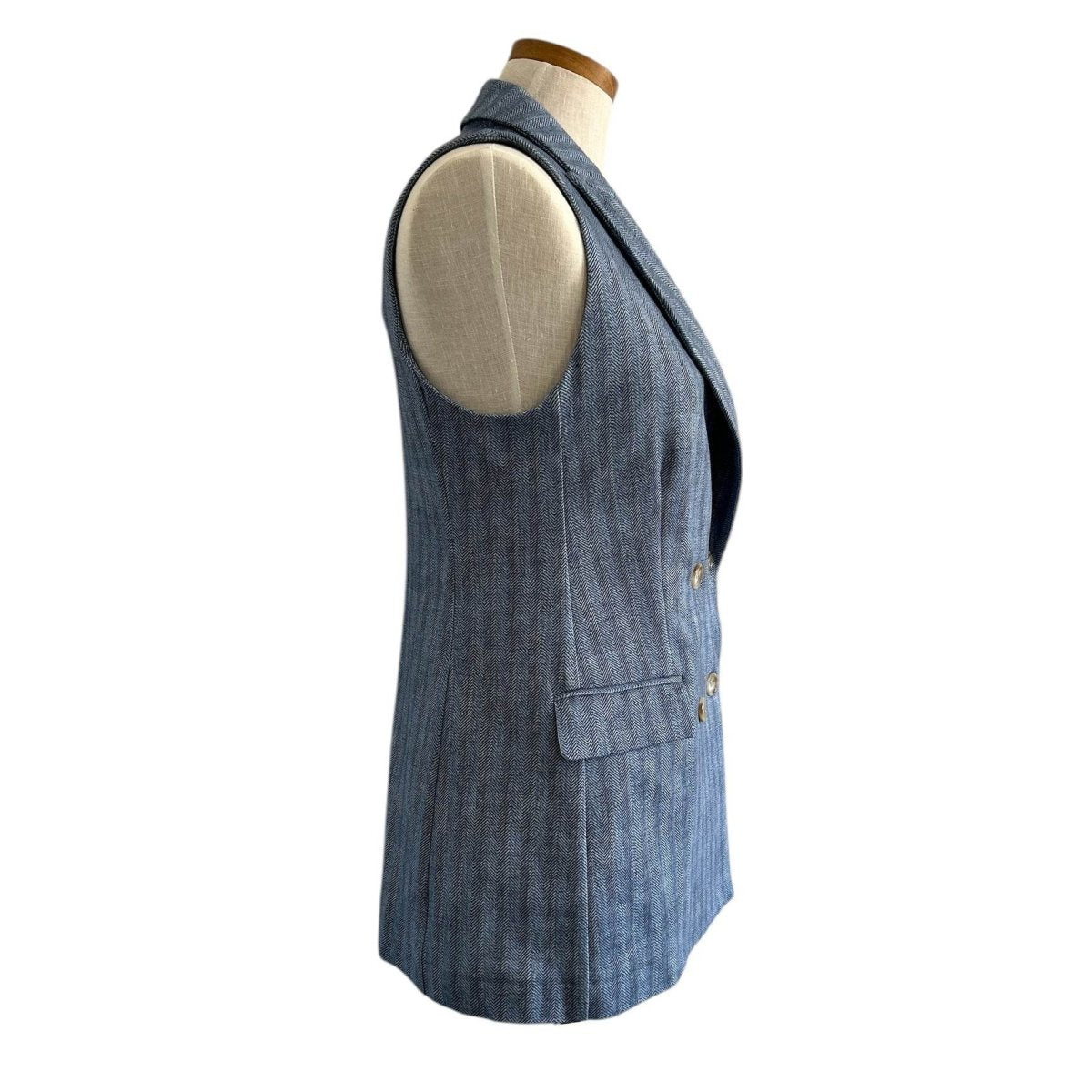 Sleeveless Jersey Jacket Blue Herringbone - AQUALTA
