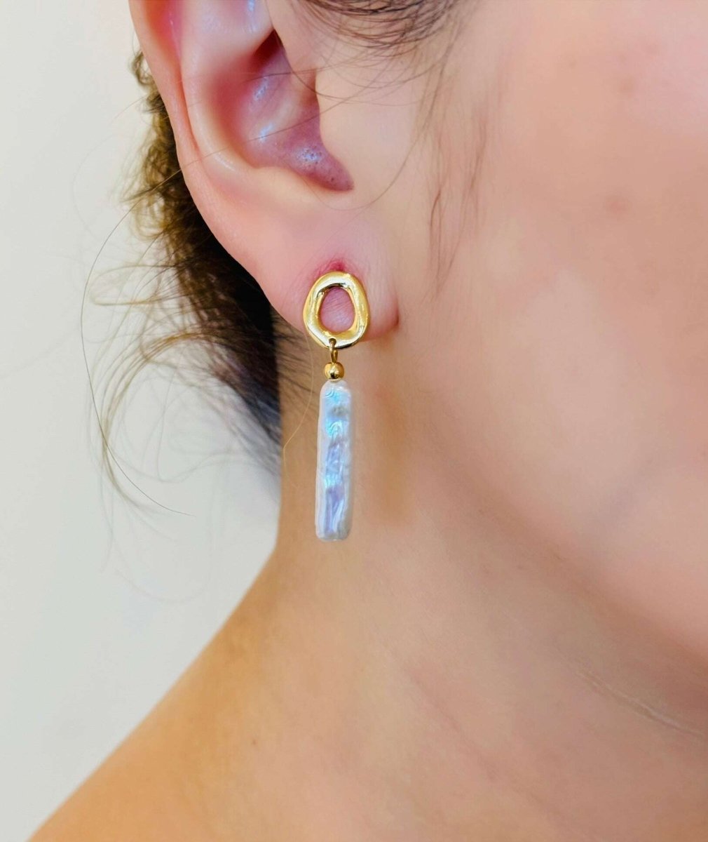 White Stick Pearls Earrings - AQUALTA