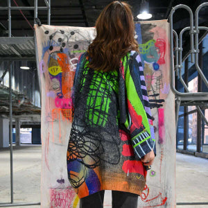 Unique silk and modal printed scarves Isabelle Gougenheim sold at Aqualta