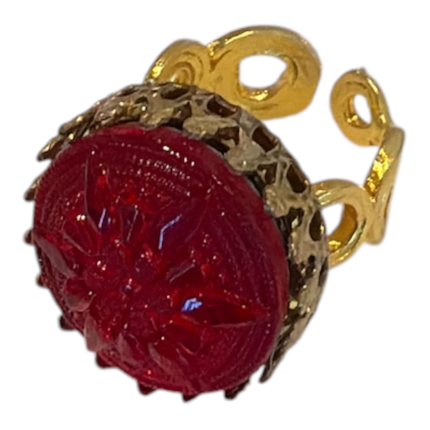 Vintage Glass cabochon & Gold Vermeil Rings