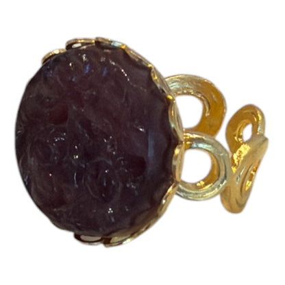 Vintage Glass cabochon & Gold Vermeil Rings
