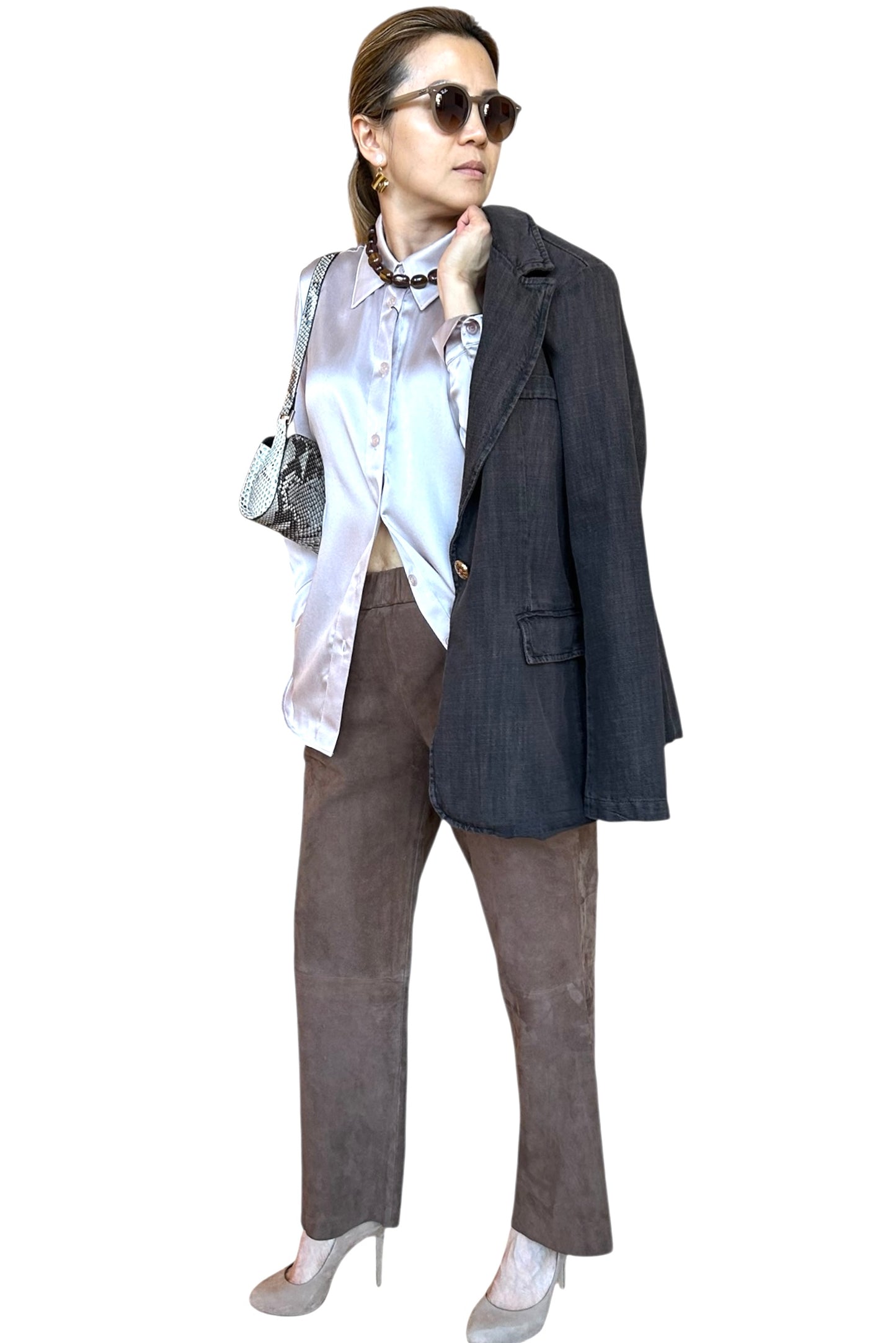 Straight leg Suede pants Camel color