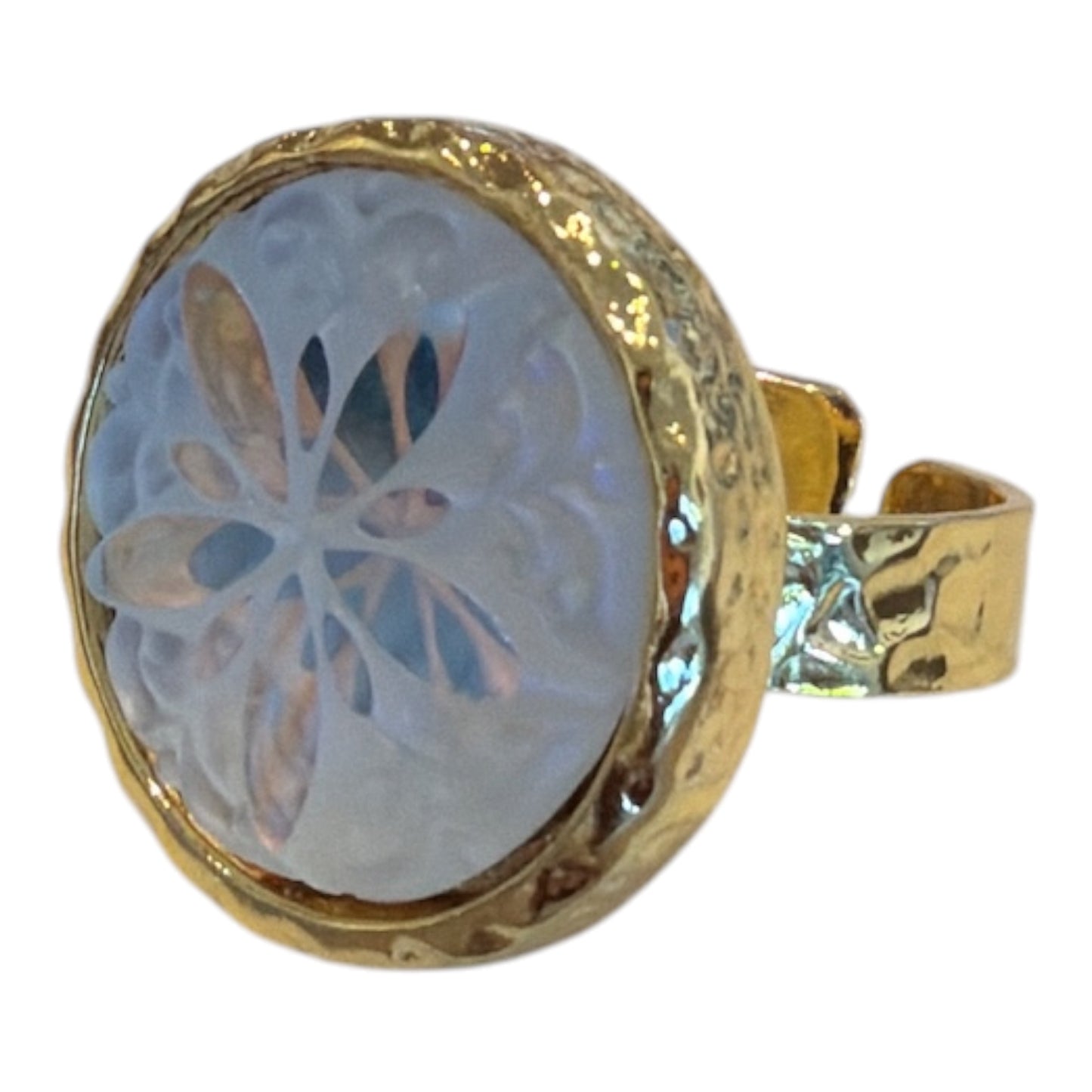 Vintage Glass cabochon & Gold Vermeil Rings