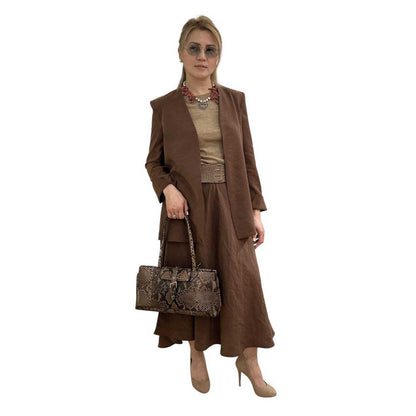 Picture of our Collarless V-neck Blazer Brown Goodmatch sold at Aqualta