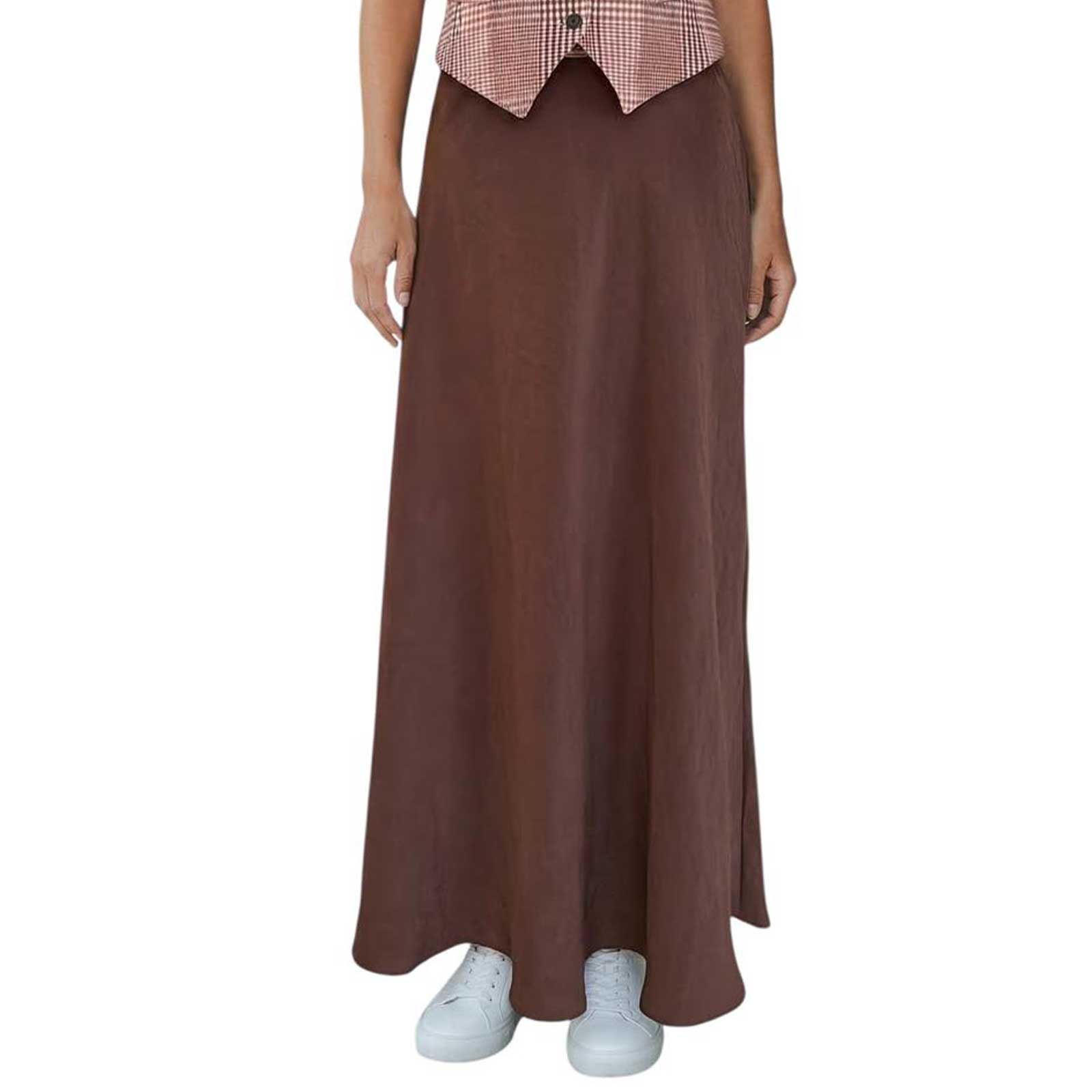 A-line Midi Skirt Brown Goodmatch sold at Aqualta 3