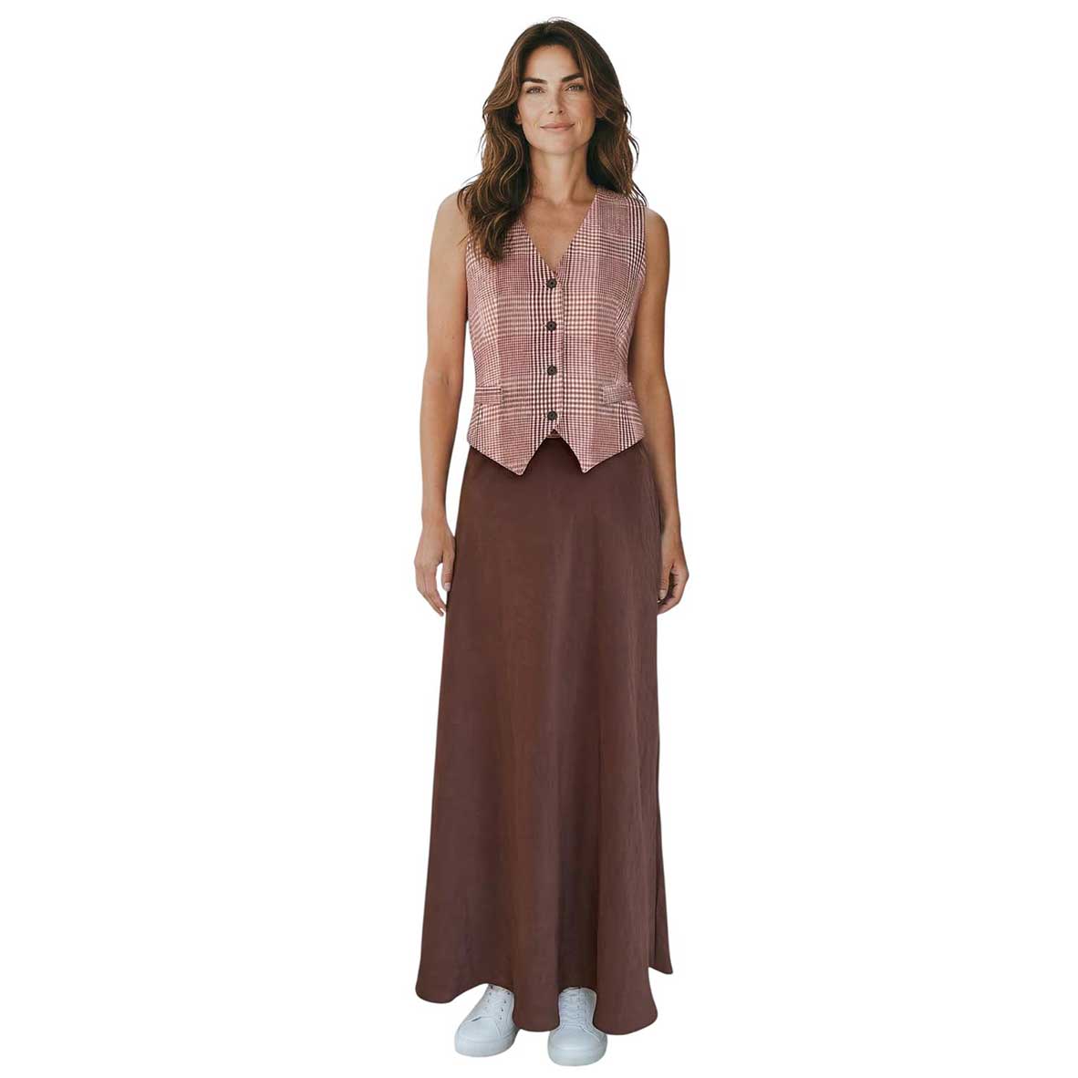 A-line Midi Skirt Brown Goodmatch sold at Aqualta 4