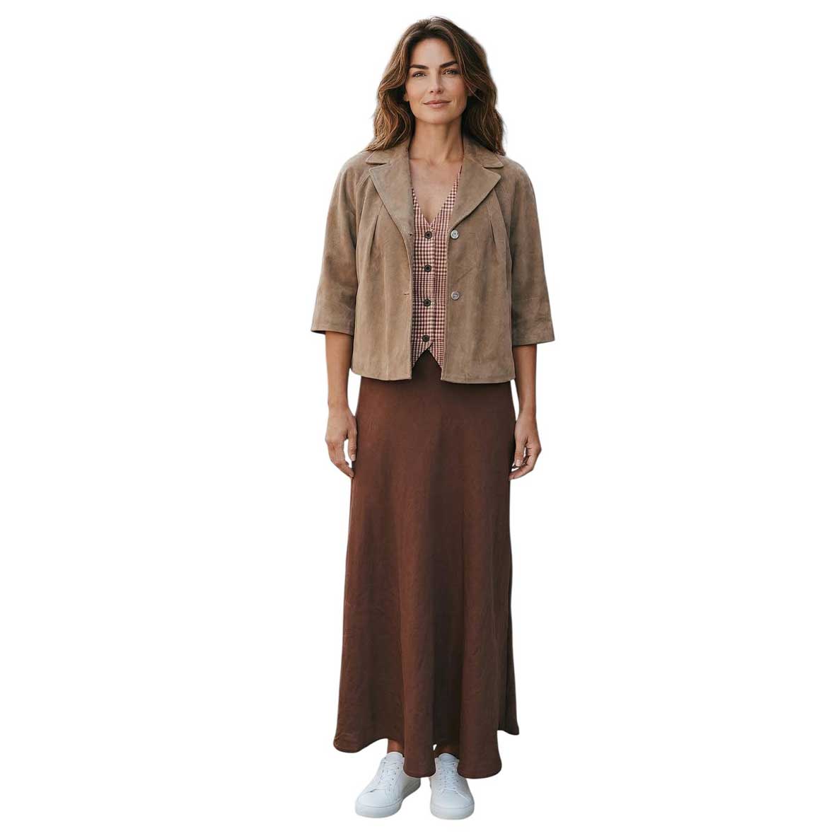 A-line Midi Skirt Brown Goodmatch sold at Aqualta 5