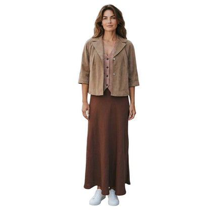 A-line Midi Skirt Brown Goodmatch sold at Aqualta 5