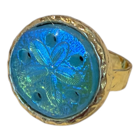Vintage Glass cabochon & Gold Vermeil Rings