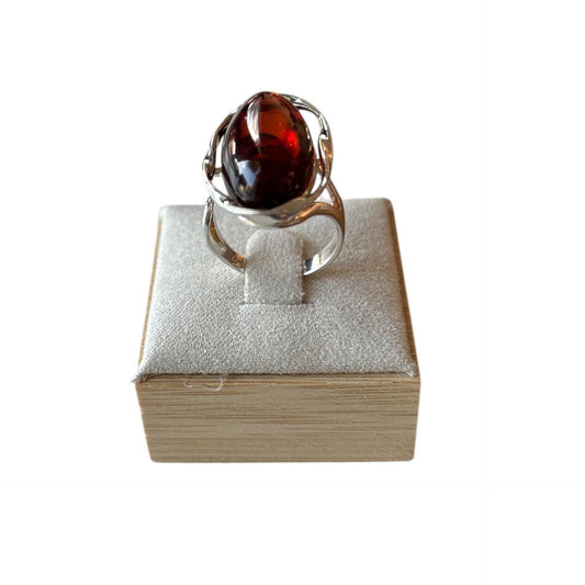Amber Cabochon & Silver Ring Peggy Goodman Sold At Aqualta