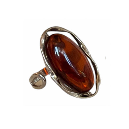Amber Cabochon & Silver Ring Peggy Goodman Sold At Aqualta 3