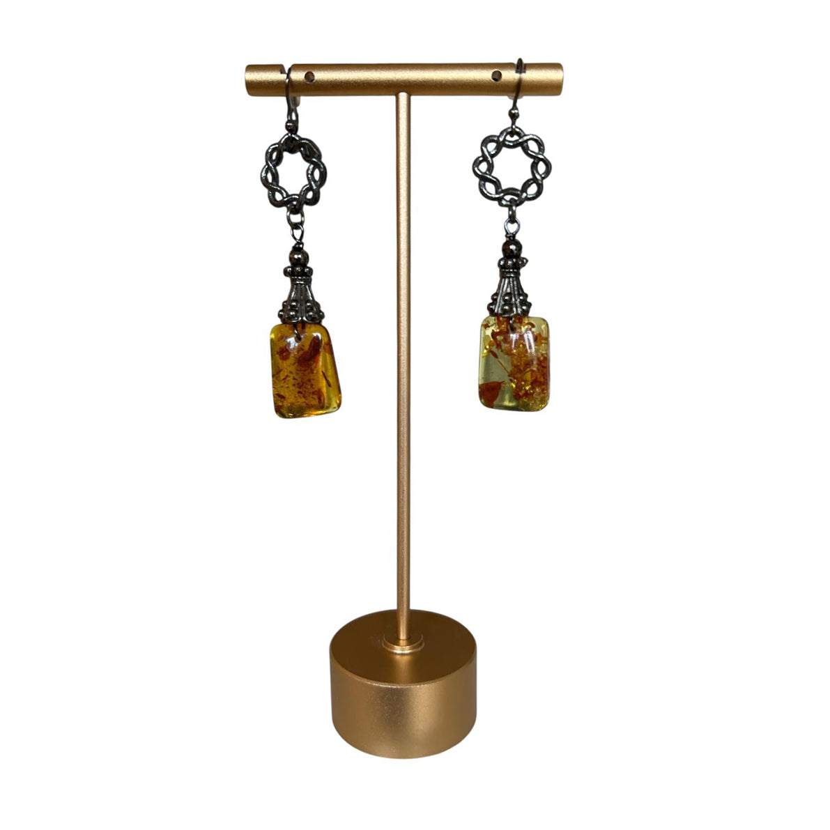 Amber Earring with Gunmetal findings made exclusively for Aqualta by Peggy Goodman