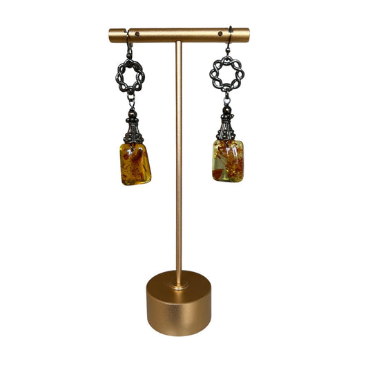Amber Earring with Gunmetal findings made exclusively for Aqualta by Peggy Goodman