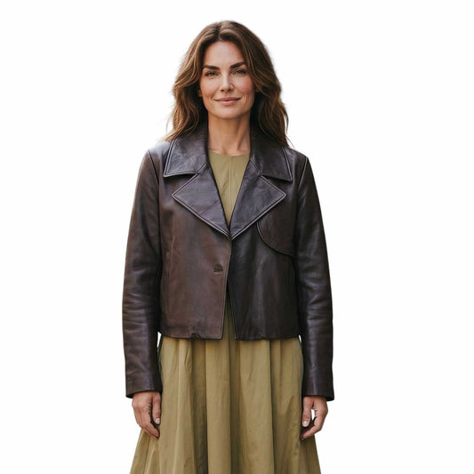 Aviator Leather Jacket Brown Suprema sold at Aqualta 4