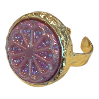 Vintage Glass cabochon & Gold Vermeil Rings