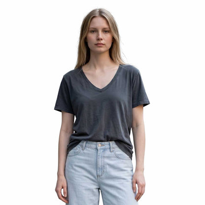 Baby V-neck cotton Tee Vintage Grey Revel sold at Aqualta