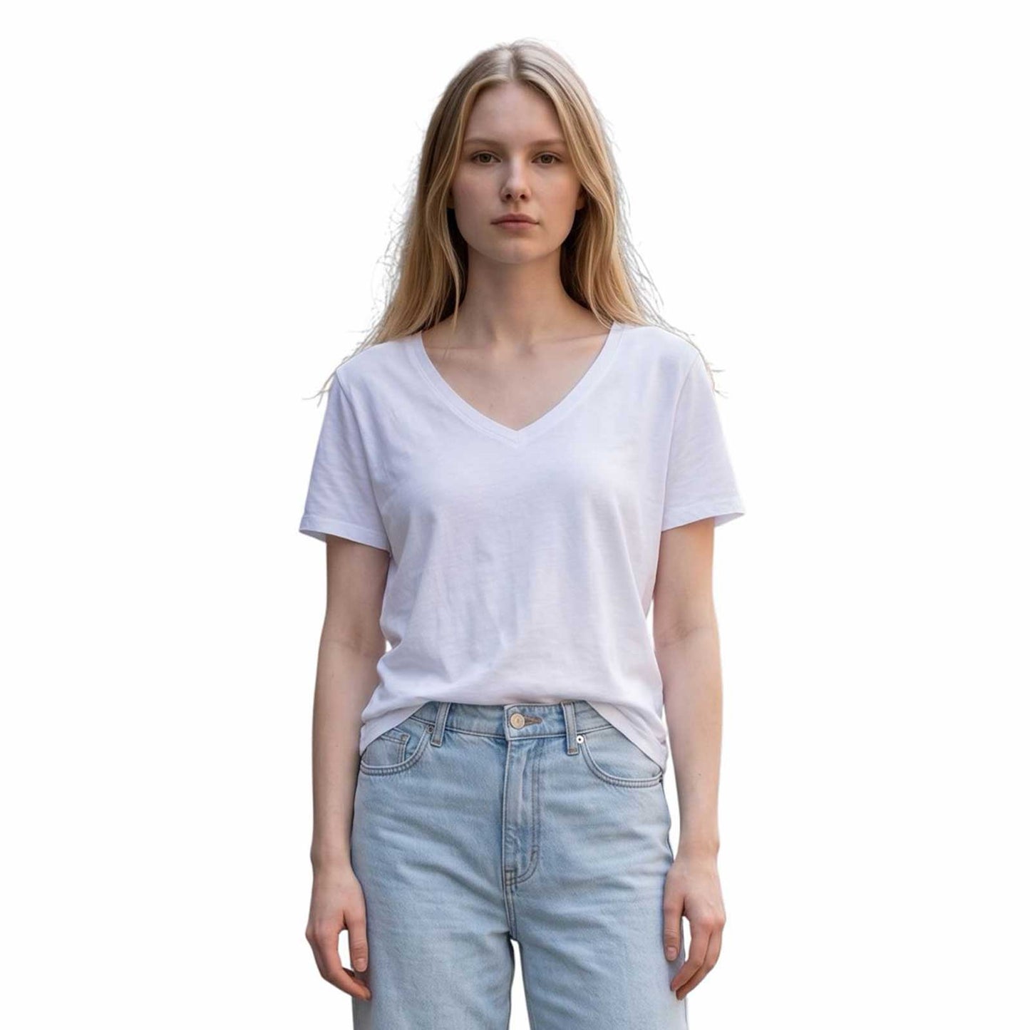 Baby V-neck cotton Tee White Revel sold at Aqualta