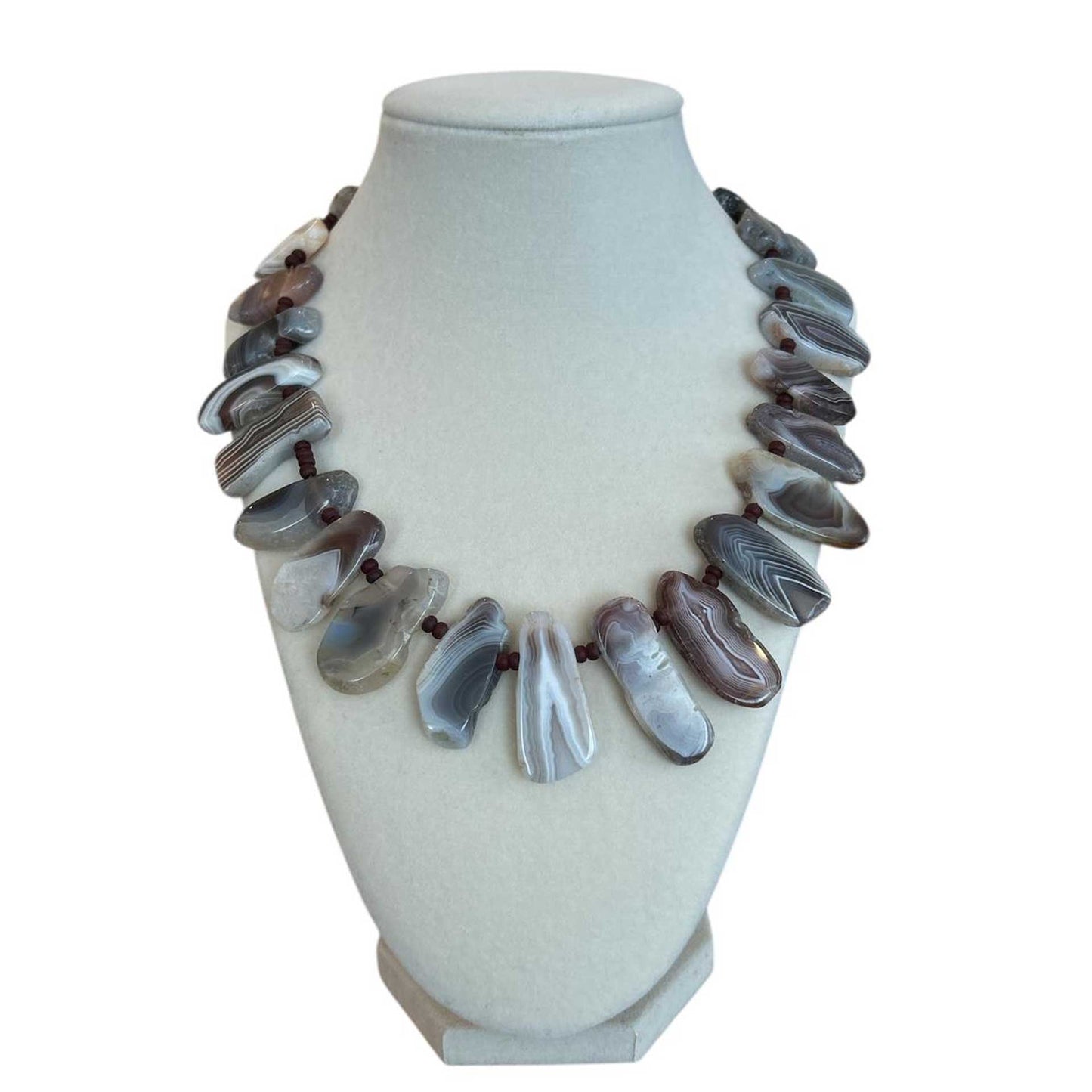 Banded Agate with Brown spacers Necklace Peggy Goodman sold at Aqualta
