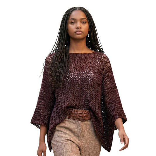 Front picture of Sweater Batwing Crop top Burgundy Chiara Toffanin Sold at Aqualta 4