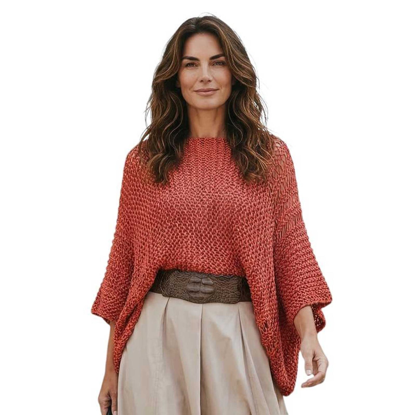 Back picture of our Batwing Sweater Crop top Coral Chiara Toffanin sold at Aqualta 9