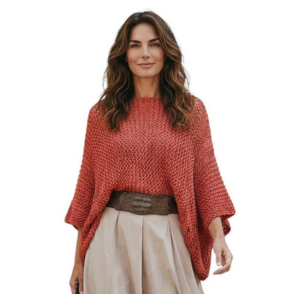 Back picture of our Batwing Sweater Crop top Coral Chiara Toffanin sold at Aqualta 9