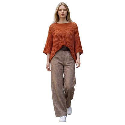 Front picture of our Sweater Batwing Crop top Orange Chiara Toffanin sold at Aqualta 4