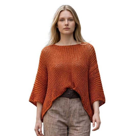 Front picture of our Sweater Batwing Crop top Orange Chiara Toffanin sold at Aqualta 5