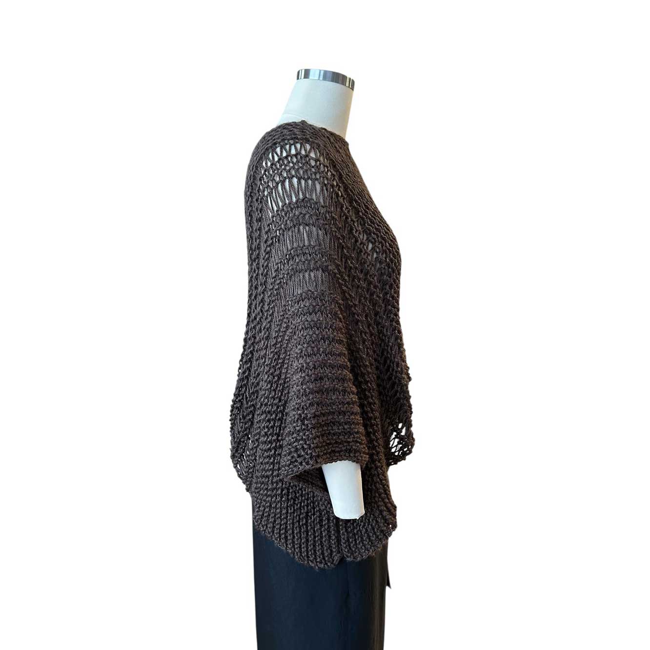 Side picture of our Batwing Sweater Crop top Taupe Chiara Toffanin sold at Aqualta