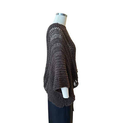 Side picture of our Batwing Sweater Crop top Taupe Chiara Toffanin sold at Aqualta