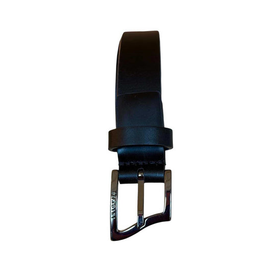 Belt Matt leather Black Wave buckle Biagini isold at Aqualta