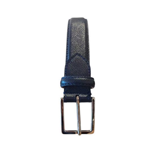 Belt Safiano Leather Navy Biagini sold at Aqualta