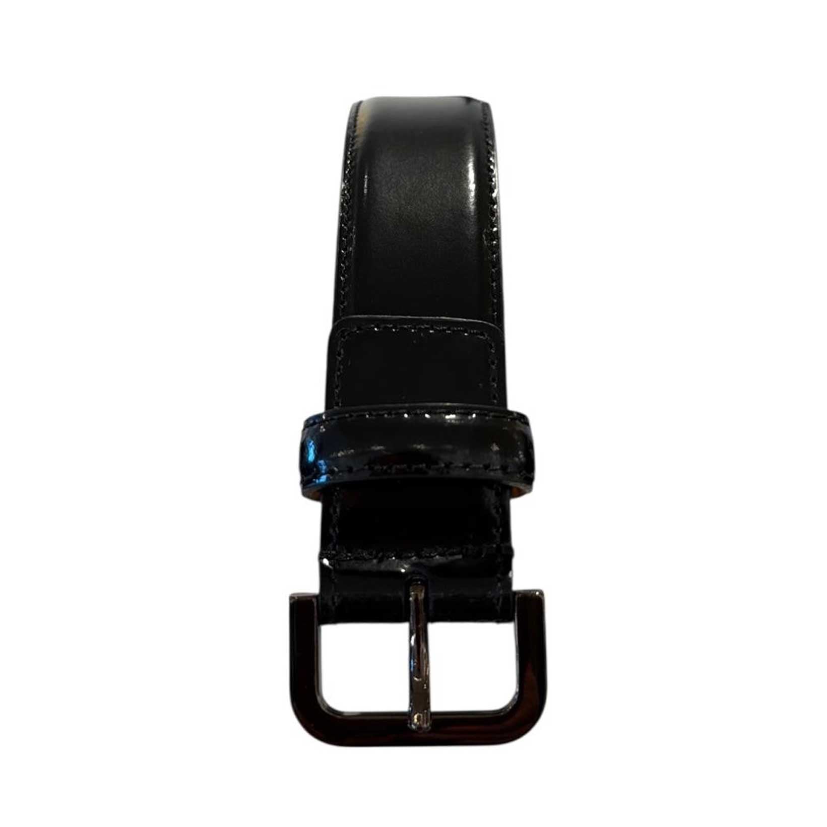Belt Shiny Black Leather small buckle Biagini sold at Aqualta
