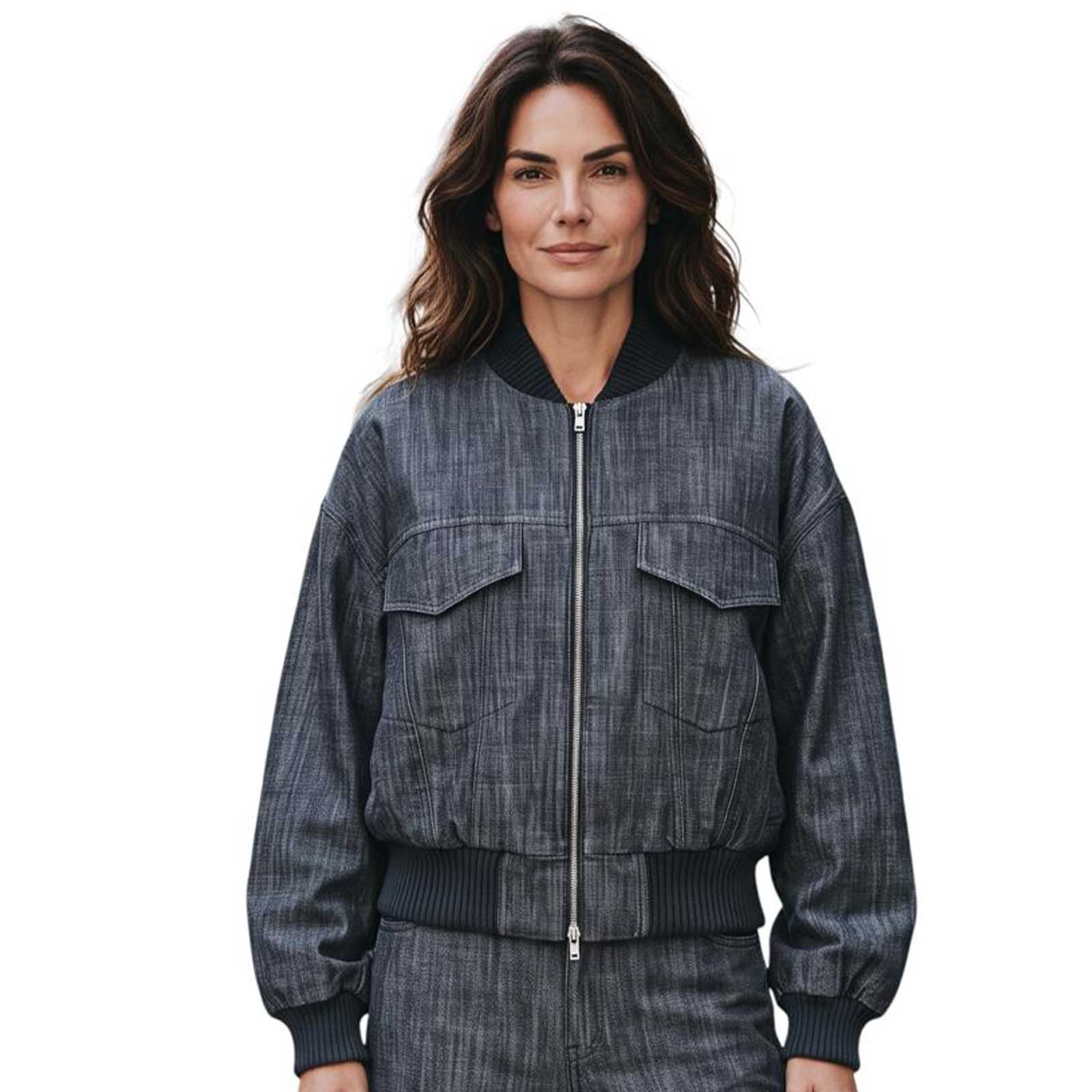 Black Denim Bomber Shaft Jean sold at Aqualta