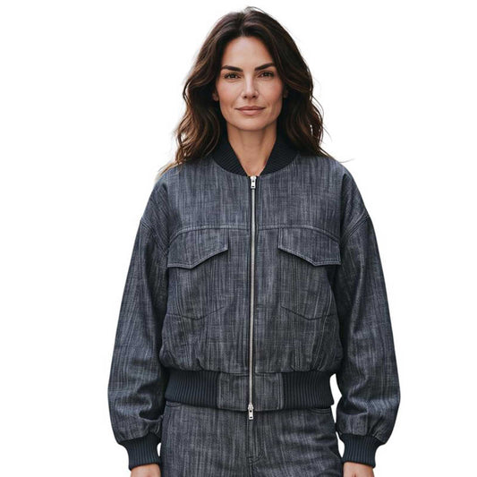 Black Denim Bomber Shaft Jean sold at Aqualta