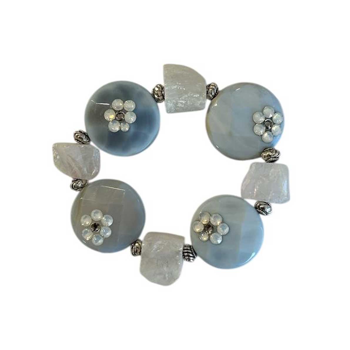 Blue Chalcedony & Quartz Bracelet with Silver Peggy Goodman sold at Aqualta Winnetka