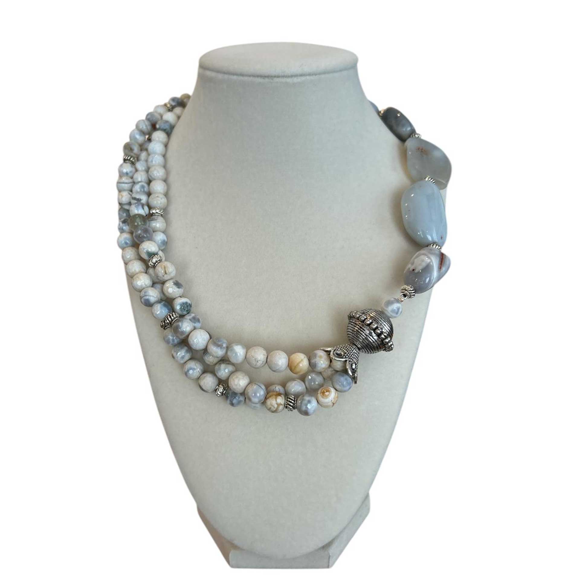 Blue Chalcedony & Jasper Necklace with silver Findings Peggy Goodman Sold at aqualta