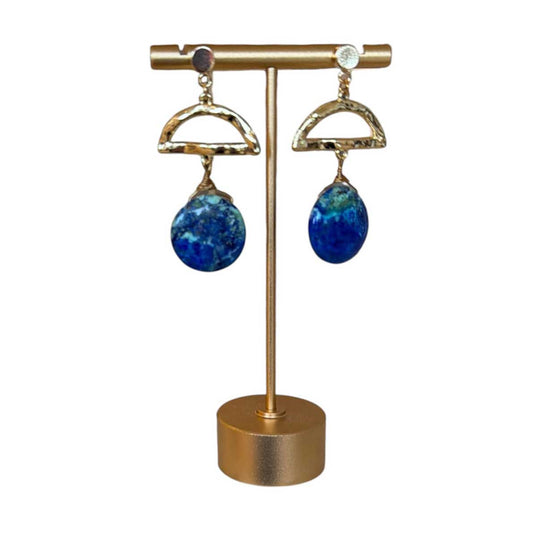 Blue Jasper & Gold Earrings Peggy Goodman sold at Aqualta