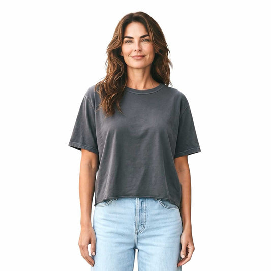 Boyfriend Tee boxy cut Vintage Grey Revel sold at Aqualta