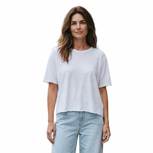 Boyfriend Tee boxy cut White revel sold at Aqualta