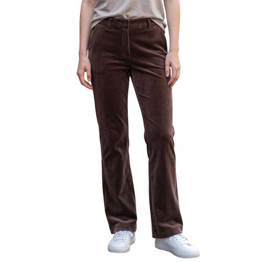 Brown velvet palazzo pants for women by Goodmatch with a relaxed wide-leg silhouette, sold at Aqualta.