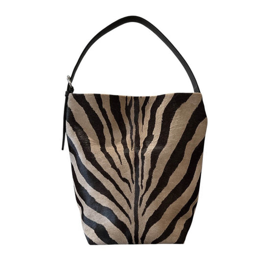 Front picture of Bucket Bag Pony hair Zebra print sold at Aqualta